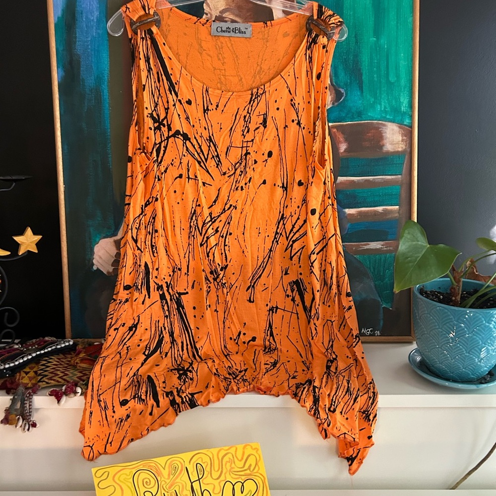 Orange Splatter Tank Top